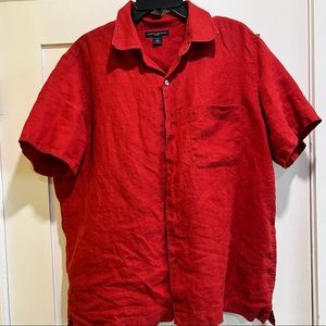 Red Linen Button Down Shirt Banana Republic Mens Large